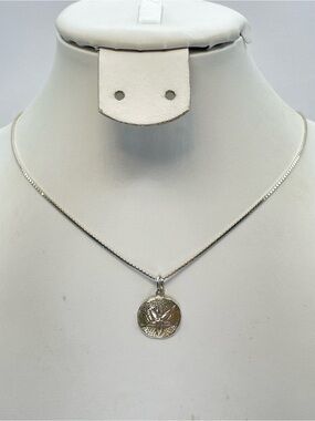 925 Sterling Silver Sand Dollar Pendant Necklace Beach Coastal
